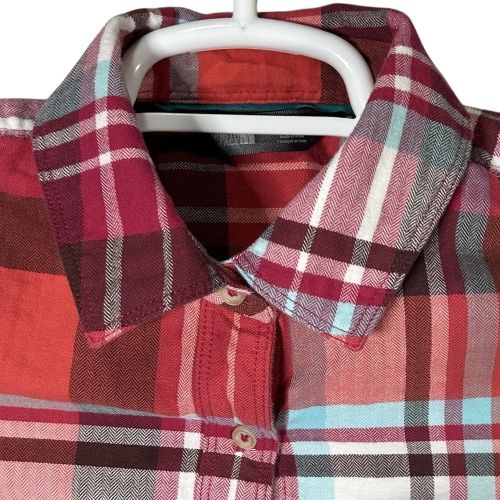 The North Face Shirt Women's Button Up Plaid Red Black Size Small Fall Winter